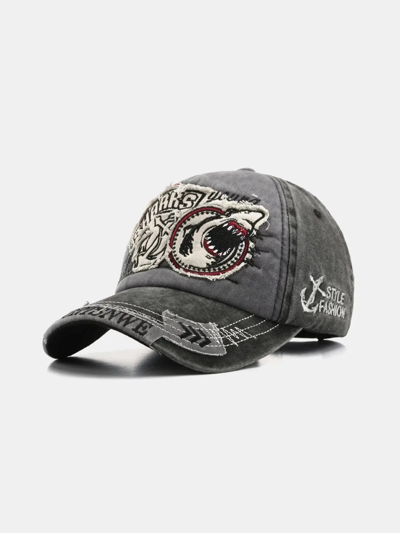 Sylisse – Inspirowana dżinsem – Czapka typu baseball z rekinem-15216237150533-Róża Kwiatowa