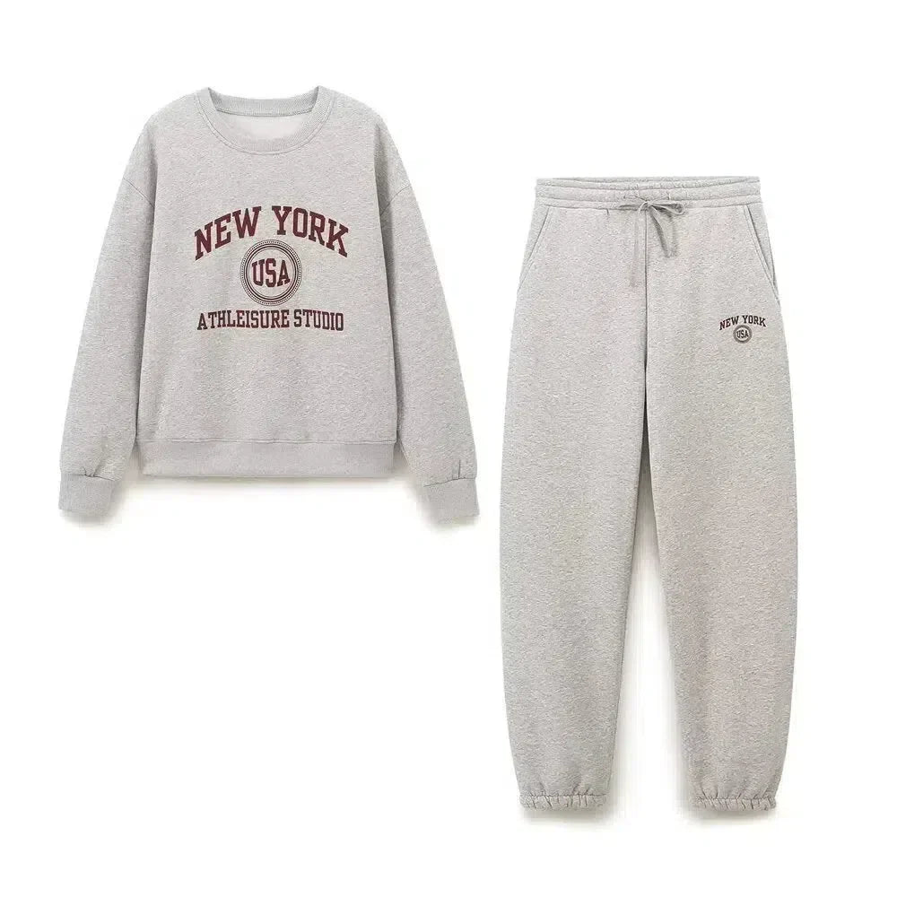 Thalassa – Bluza z okrągłym dekoltem i spodnie typu jogger – Zestaw domowy NYC-15216282272069-Róża Kwiatowa