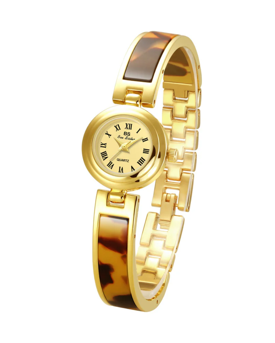 Ticiana – Bransoleta w odcieniu żółwiej skorupy – Zegarek vintage-15216226730309-Róża Kwiatowa