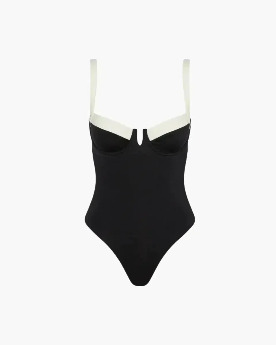Tivana – Elegancka sylwetka – Jednoczęściowy kostium kąpielowy w stylu colorblock-15216248848709-Róża Kwiatowa