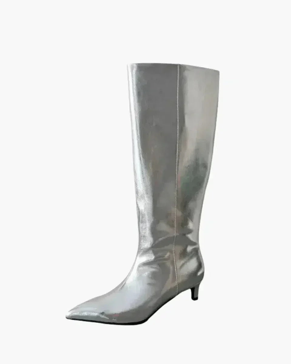 Tiziana – Obcas typu kitten heel – Kozaki do kolan-15216250454341-Róża Kwiatowa