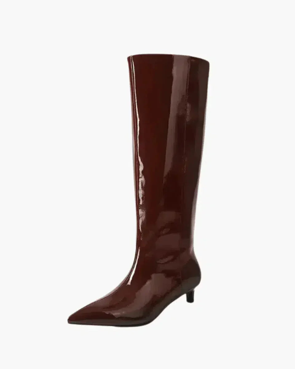 Tiziana – Obcas typu kitten heel – Kozaki do kolan-15216250454341-Róża Kwiatowa