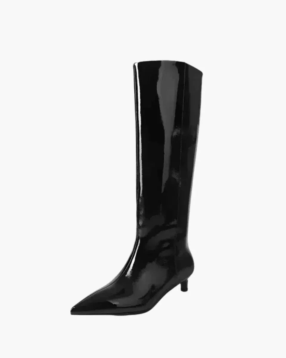 Tiziana – Obcas typu kitten heel – Kozaki do kolan-15216250454341-Róża Kwiatowa