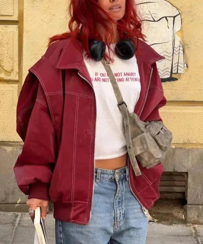 Valentina – Błyszcząca skóra wegańska – Kurtka bomberka-15216344990021-Róża Kwiatowa