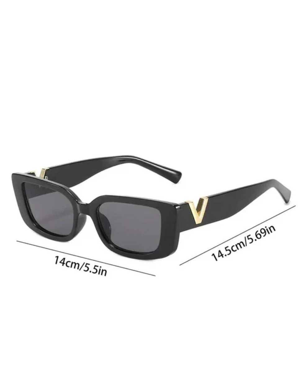 Viola – Złoty akcent w kształcie V – Owalne okulary przeciwsłoneczne-15216196387141-Róża Kwiatowa