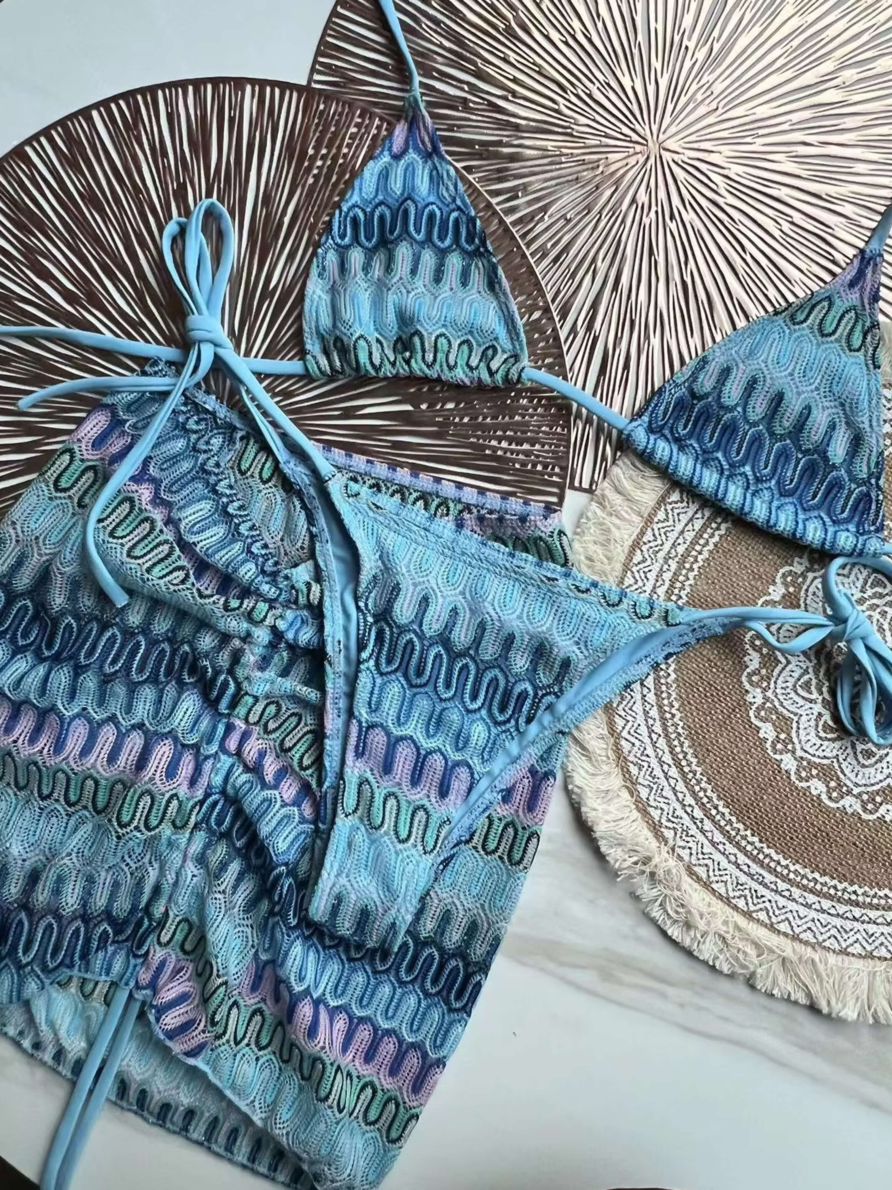 Zaffalina – Falista dzianina – Komplet bikini-15216296034629-Róża Kwiatowa