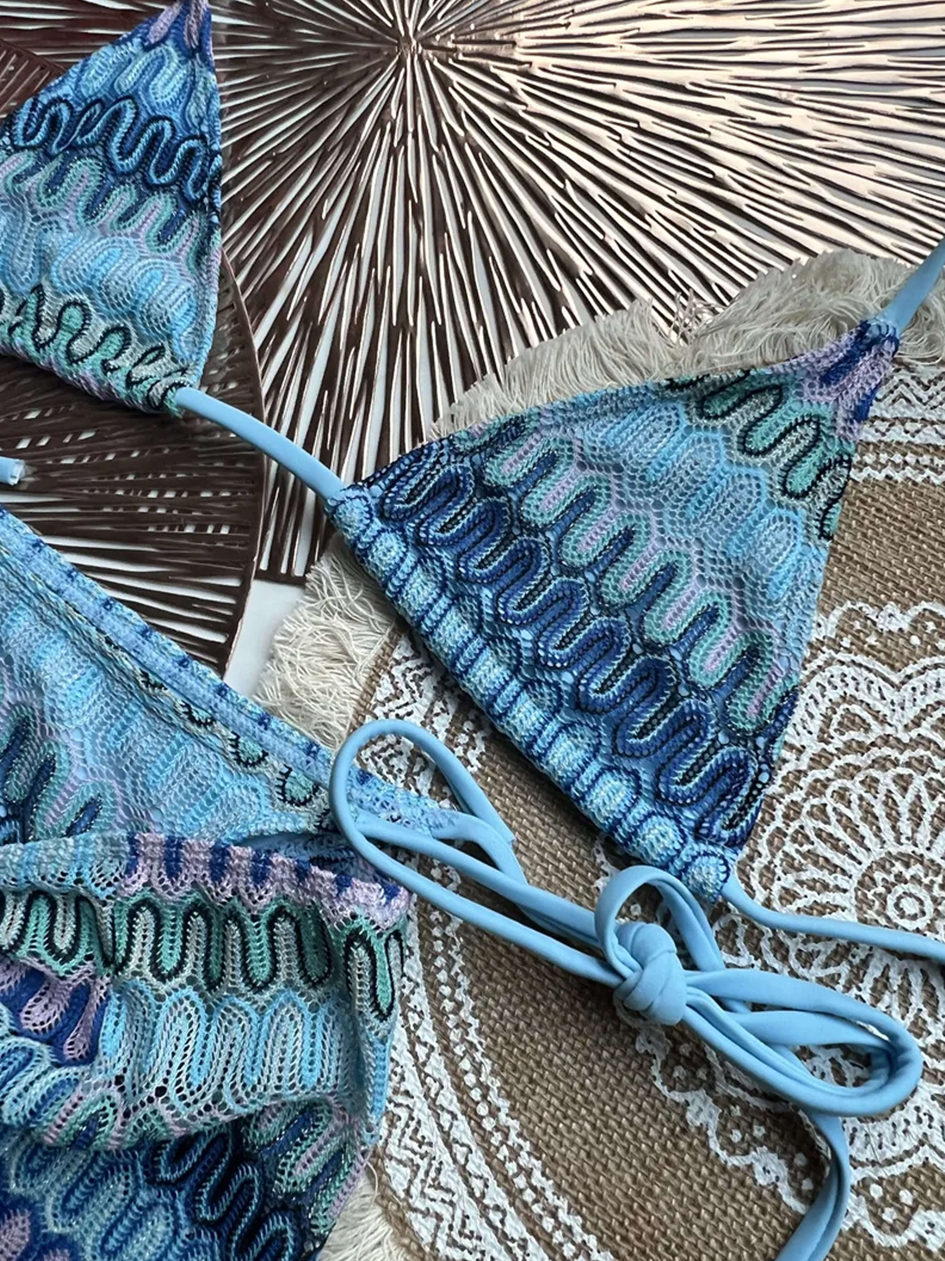 Zaffalina – Falista dzianina – Komplet bikini-15216296034629-Róża Kwiatowa