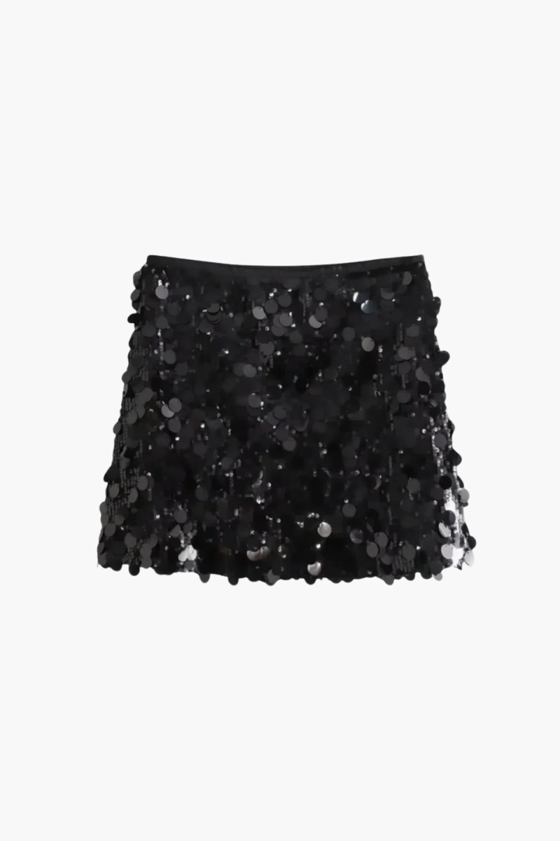 Zaira – Promienny blask – Mini spódniczka z brokatem-15216259563845-Róża Kwiatowa